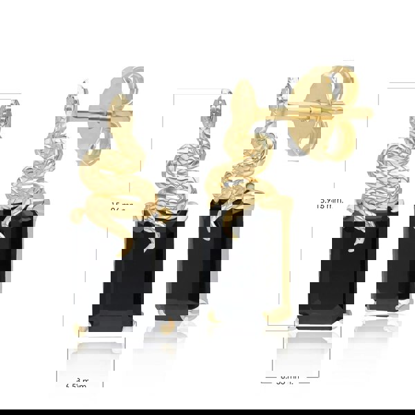 270E037103925 Grand Deco Black Onyx Snake Stud Earrings in Gold Plated Sterling Silver Dimensions