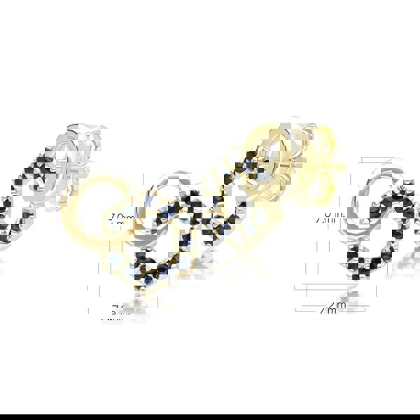 Gemondo Geometric Hexagon and Round Linked with Prong set Sapphire Stud Earrings in 9ct Yellow Gold