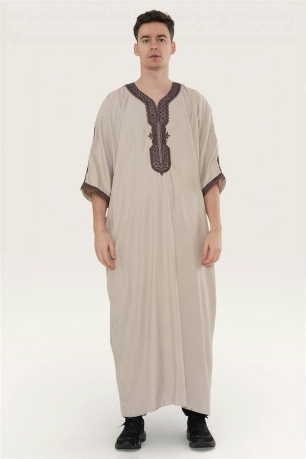 Infinity Leather Men's Moroccan Thobe Robe Djellaba Gandoura Eid Jubba- HM66