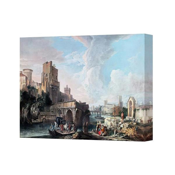 Benjamin Tate Design Romantic Harbor Cityscape Canvas Wall Art Painting