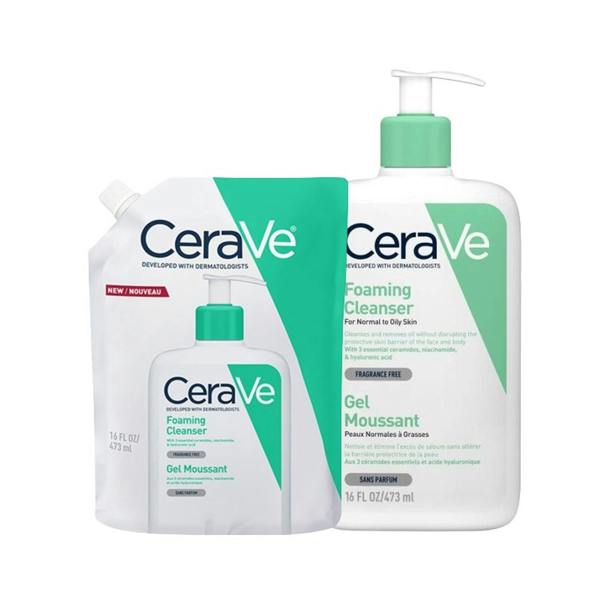 CeraVe DUO Foaming Facial Cleanser 473ml & Foaming Cleanser Refill 473ml