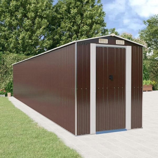 Berkfield Garden Shed Dark Brown 192x1021x223 cm Galvanised Steel