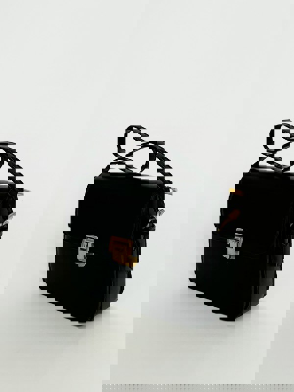 SVNX Black Shoulder Bag with Gold Clasp Fastening