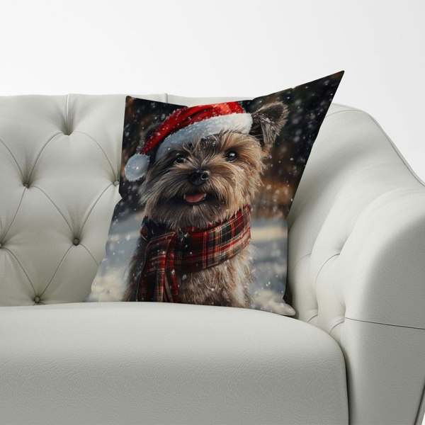 Warren Reed Snowy Christmas Cairn Terrier Cushion