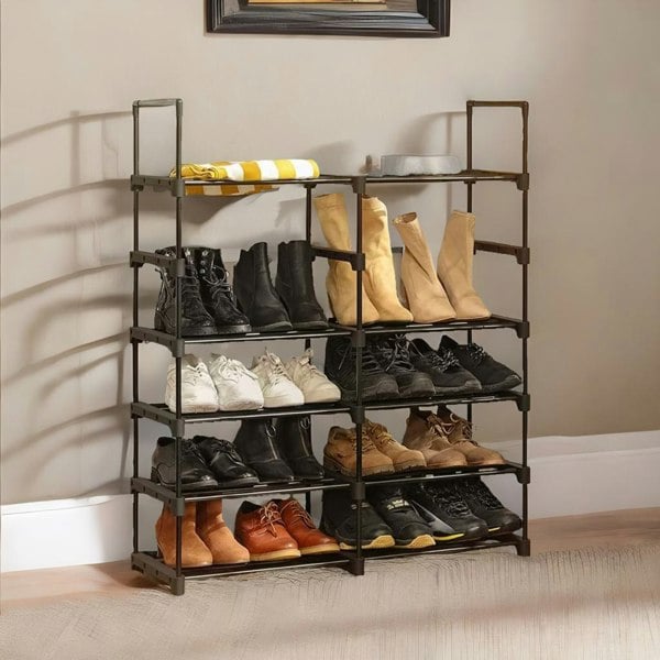 Rafaelo Mobilia 10 Tier Hallway Shoe Rack Storage Black