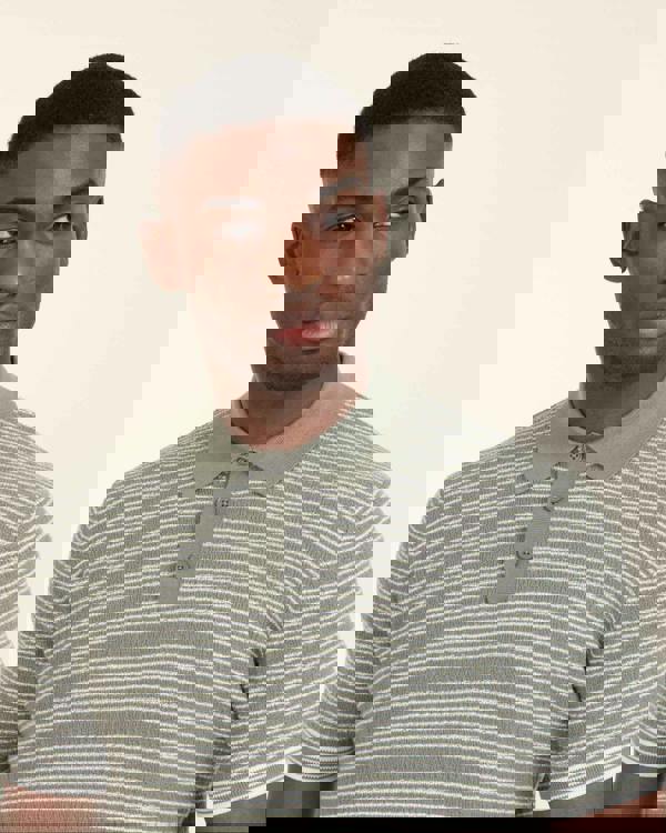 Larsson & Co Knitted Polo Shirt With Horizontal Stripe