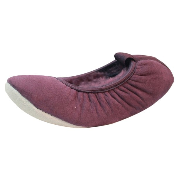 Eastern Counties Leather Womens/Ladies Sheepskin Lined Ballerina Slippers - Plum