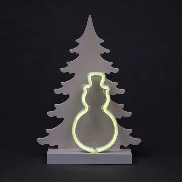 4cm Wooden Pre-Lit LED Snowman Christmas Decoration for Indoor Display image 1