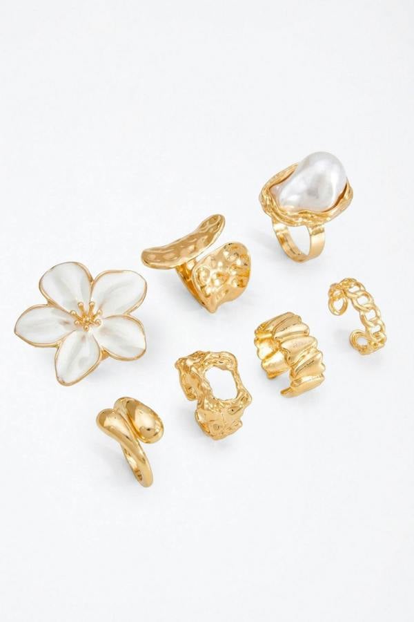 Serla Floral Gold Fashion Ring Set