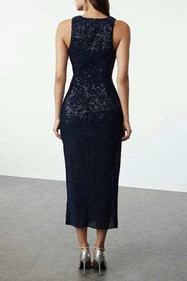 WOVCOR Sparkling Sequined Elegant Evening Dress