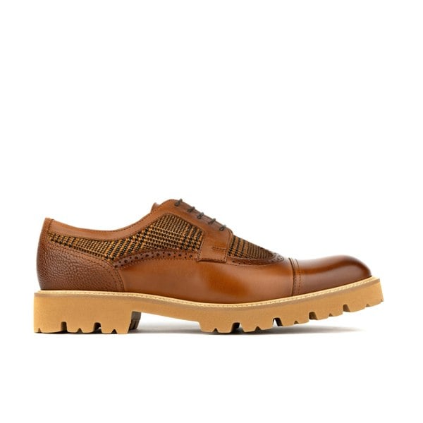 Embassy London Resident - Brown & Tan - Men's leather dressy shoe with toe cap and brogue details