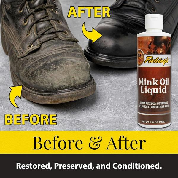 Fiebing's Mink Oil Liquid - Deep Conditioning & Weather Protection for Leather 8oz