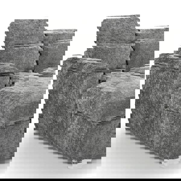 Furnishings For Less Alora 4–5 Seater Grey Fabric U-Shaped Sofa with Storage & Headrests