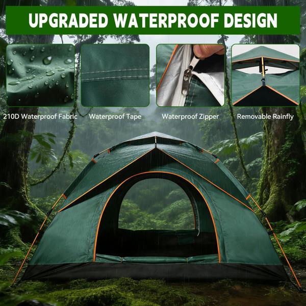Leaper Waterproof & Windproof Backpacking Green Tent for 1-2 People