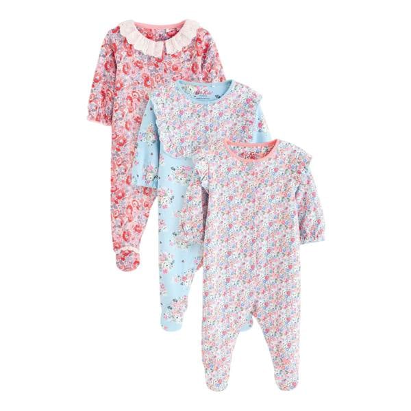 Cath Kidston Baby Floral Sleepsuit (Pack of 3) - Blue - 