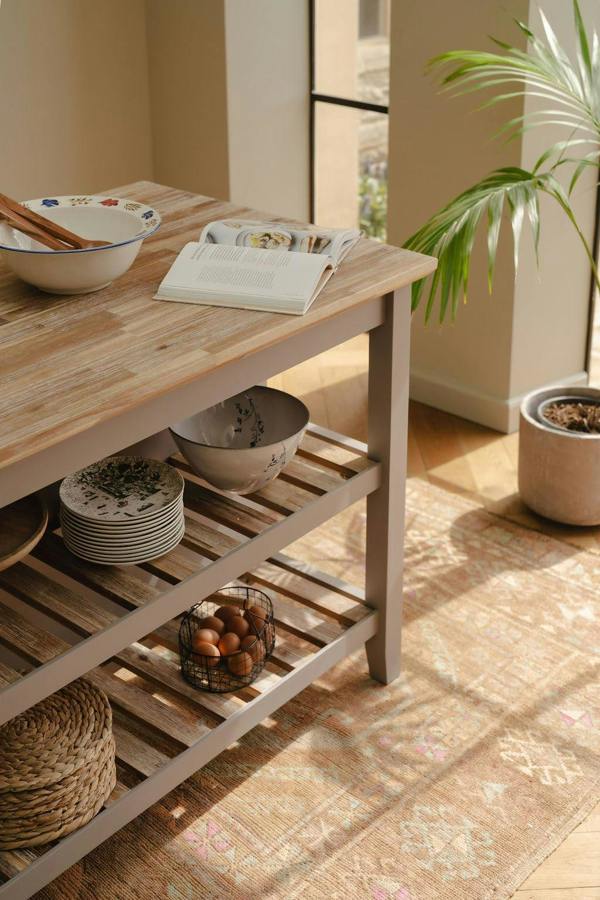 Statement Furniture Florence Breakfast Bar Kitchen Island with Shelves