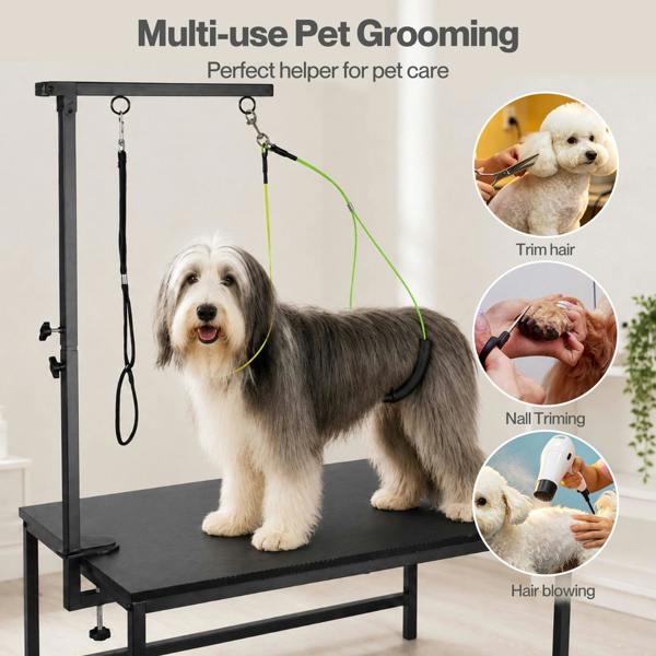Skylos Dog Grooming Table Arm Adjustable 270° Steel Clamp Hammock for Home Black