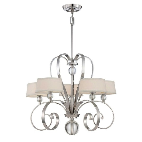 5 Bulb Chandelier Hanging Pendant LIght Imperial Silver LED G9 3.5W Bulb Loops