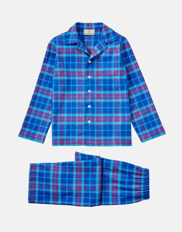 Children's Brushed Cotton Pyjama Set – Ultraviolet Check - British Boxers