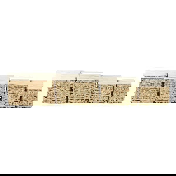 Small Thatch Grass Woven Storage Basket with White Cotton Lining