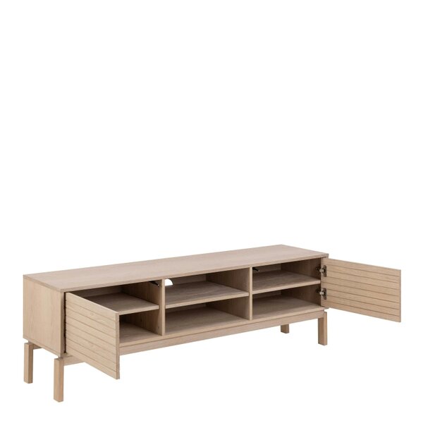 Wyld Haus Nakskov White Oak Wood Panelled 2 Door TV Unit