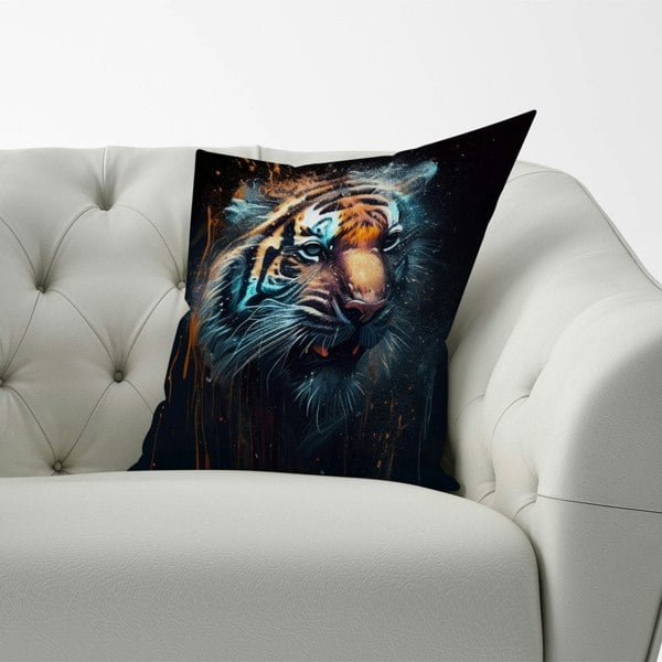 Warren Reed Tiger Face Splashart Dark Background Cushions