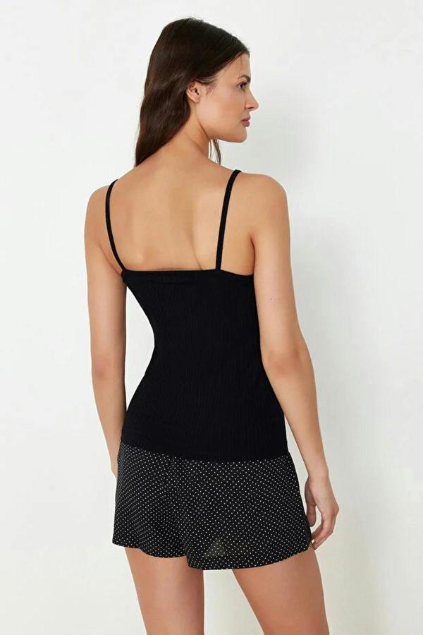 Polka Dot Button Detail Cami Strap Short Pyjama