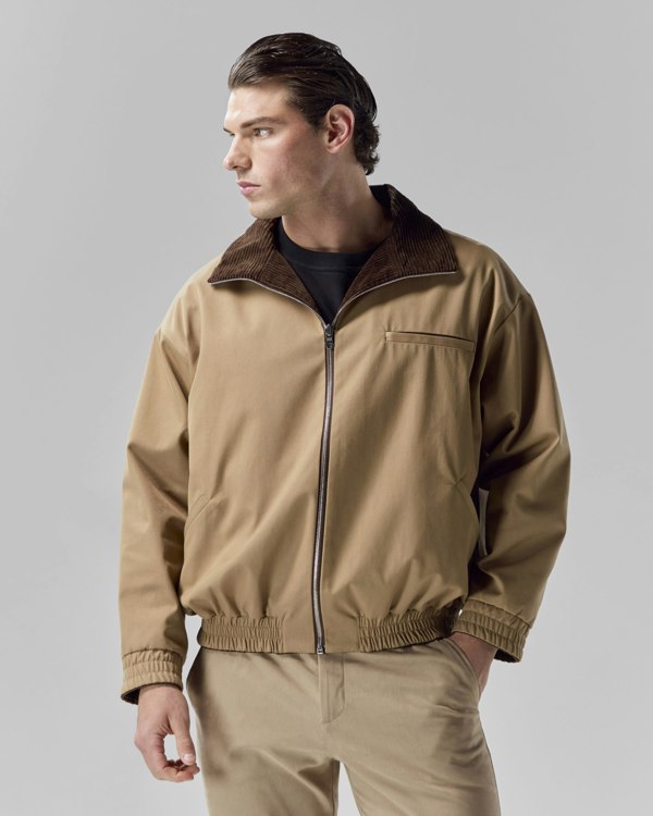 Frolickers Reversible Corduroy Bomber Jacket - Tan / Espresso