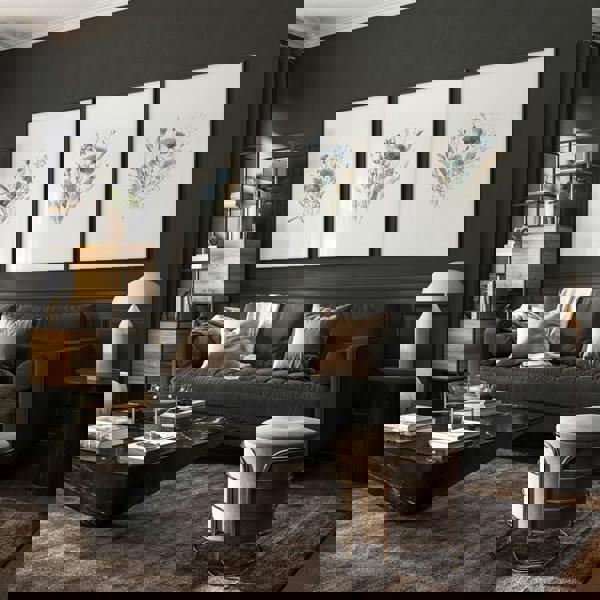 Blue Color Wall Art | Set of 3 Botanical Wall art Prints