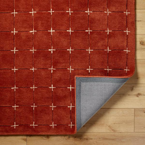 Livabliss Brook-Hand Tufted Terracotta Beige Wool Modern Fringe Rug