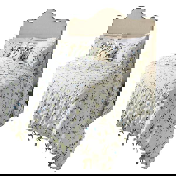 Wylder Reversible Cotton Meadow Floral Duvet Cover Set - White/Cornflower