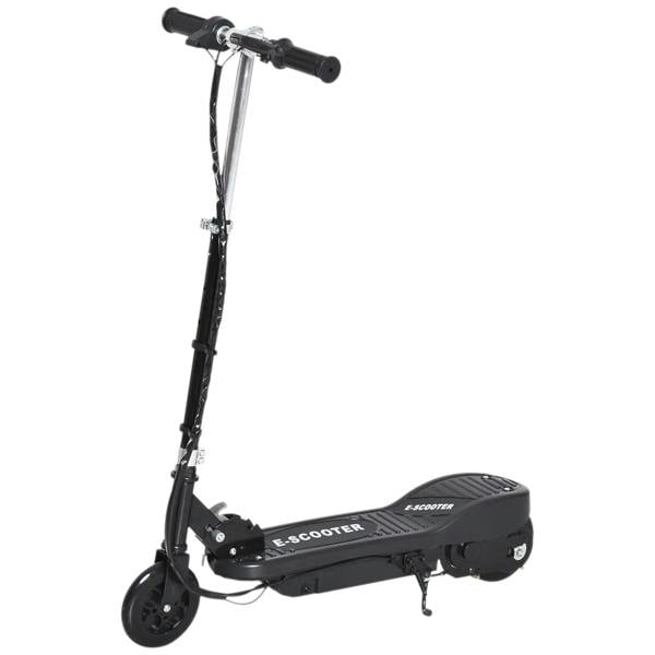 Black folding kids electric scooter with handlebar and kickstand
