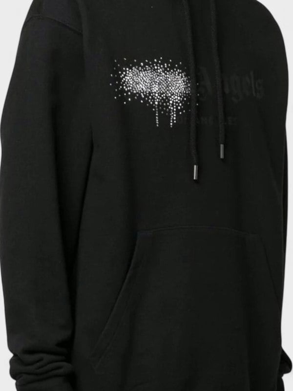 Palm Angels Rhinestone Sprayed Hoodie Black - Supplied FashionPalm Angels