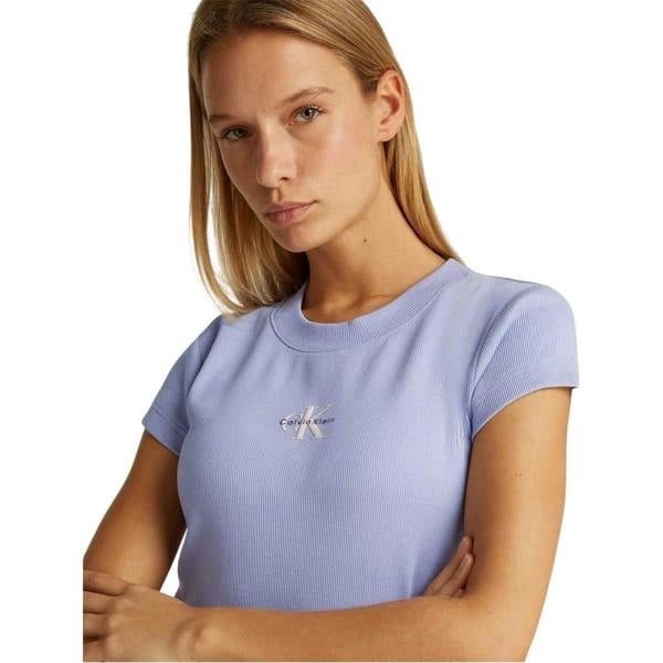Calvin Klein Womens/Ladies Logo Ribbed Slim Crop Top - Lavender Purple - 