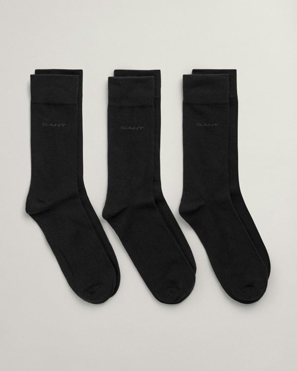 GANT Mens Soft Cotton Socks 3-Pack - 5 Black