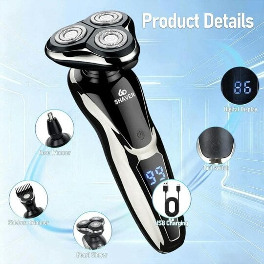 Havendro Shavers for Men Electric Razor Wet&Dry Rechargeable Rotary Cordless USB Charging