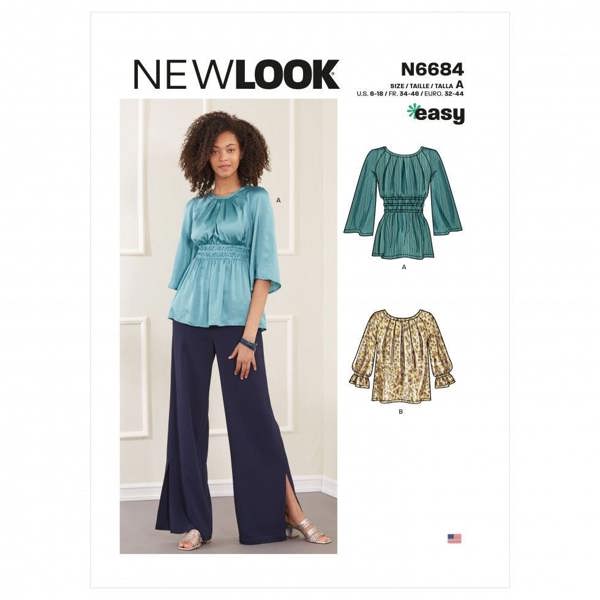 New Look Sewing Pattern 6684, Tops for Women, A (6-8-10-12-14-16-18) - Easy