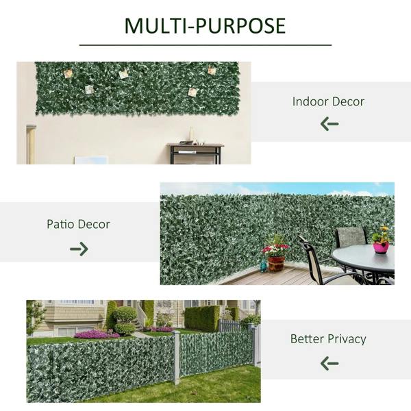 Dark green artificial leaf hedge privacy fence panel for patio or indoor decor
