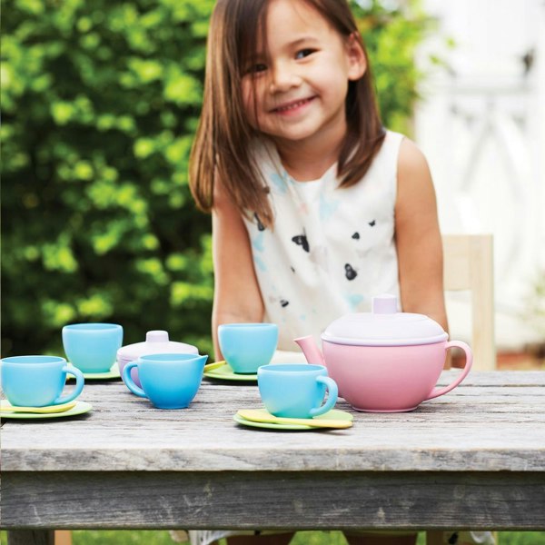 Green Toys Tea Set With Pink Teapot - Made From 100% Recycled Plastic