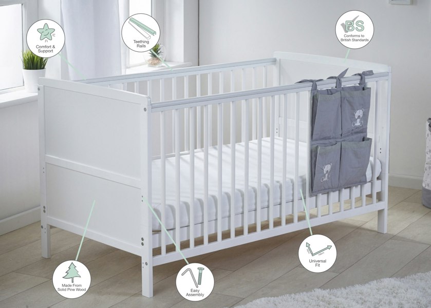 Kinder Valley Sydney Cot Bed White with Kinder Flow Mattress