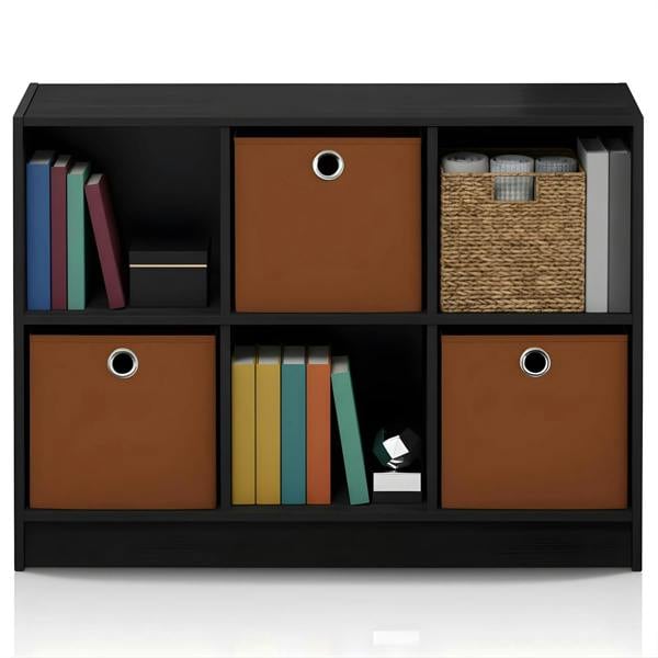 WALPLUS Basic 3x2 Bookcase Storage w/Bins, Americano/Medium Brown | High Quality Decorative Wall Design