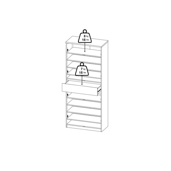 Wyld Haus Budapest White and Natural Oak Effect Wood Shoe Cabinet 4 Doors 1 Drawers
