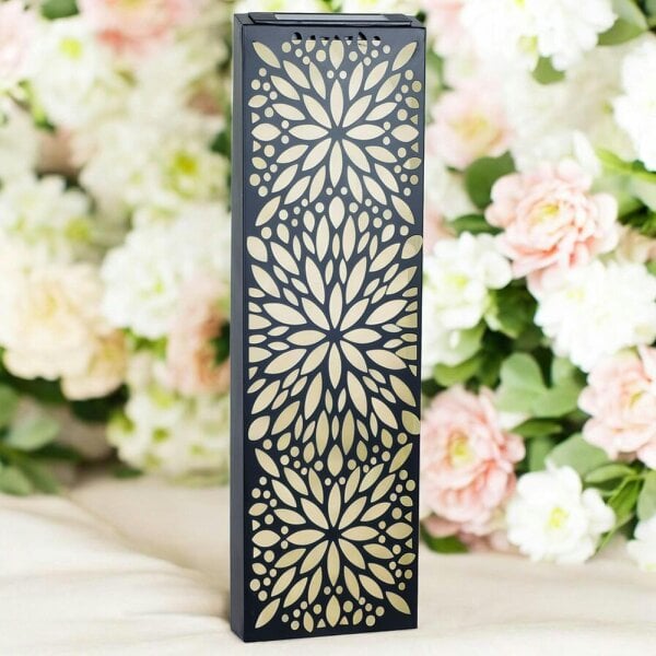 EDH Door Hardware Metal Flower Solar Wall Panel – 60 x 20 x 5 CM | Solar-Powered Outdoor Wall Art | Weatherproof Metal Garden Decor