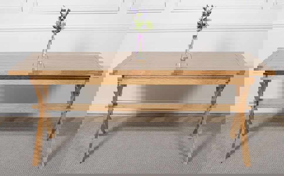 That's Furniture Vermont 200 - 240cm Cross Leg Large Oak Extending Dining Table