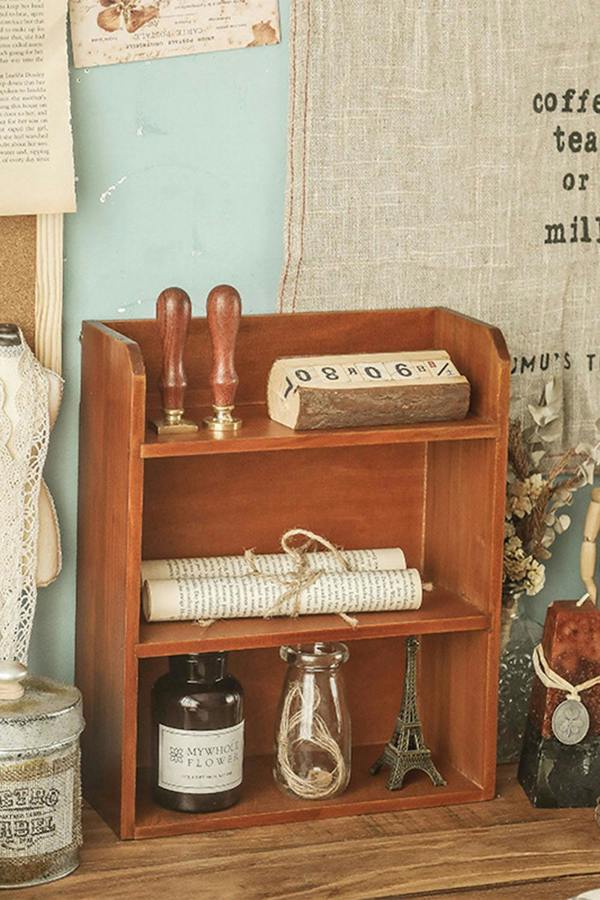 3-Tier Retro Tabletop Wooden Storage Rack