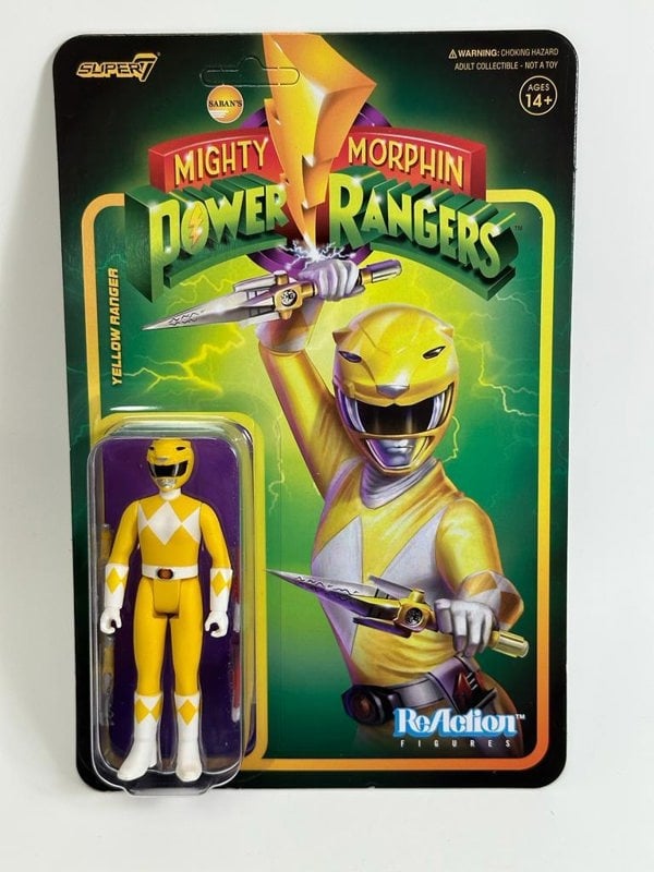 Re Action Figure Super 7 Yellow Ranger Mighty Morphin Power Rangers 3.75 Inch Re Action Super7