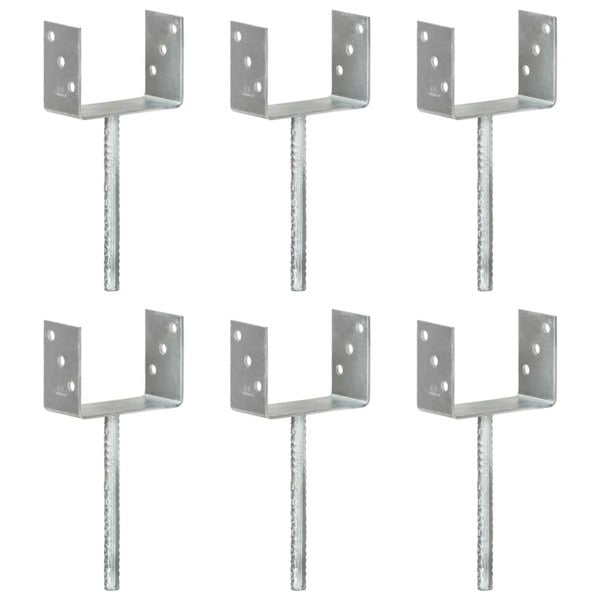 Berkfield Fence Anchors 6 pcs Silver 14x6x30 cm Galvanised Steel