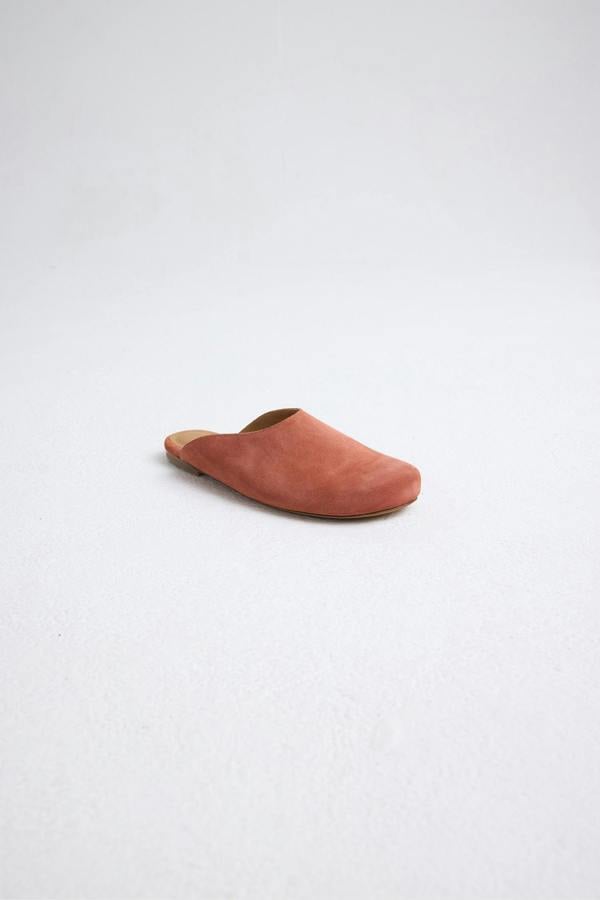 Pretty You London Suede Rounded Mule In Fired Brick