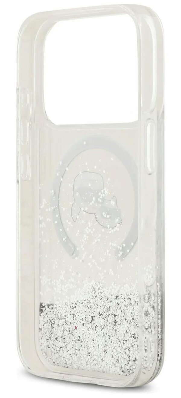 Karl Lagerfeld Liquid Glitter Karl & Choupette Heads Case with MagSafe for iPhone 17/18 Pro 6.3" Clear - KLHMP18LLGKCSGH