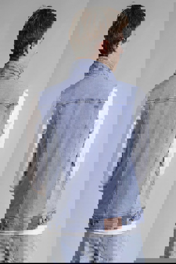 Men's Regular Fit Stretch Denim Sleeveless Jacket Light Blue Colour Enorsia UK